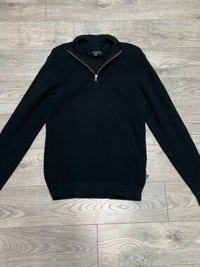 Martinique Black Quarter Zip Knit Sweater Mens Size Medium Pullover Casual Top